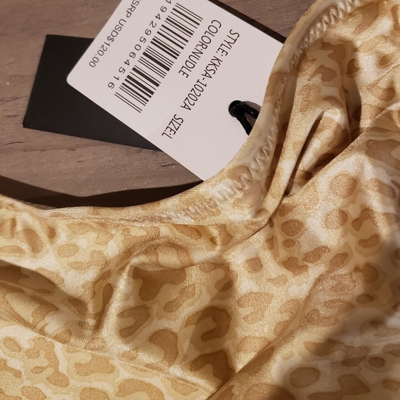 Kendall & Kylie Nude Leopard Bandeau Bikini Top NEW - Picture 7 of 8